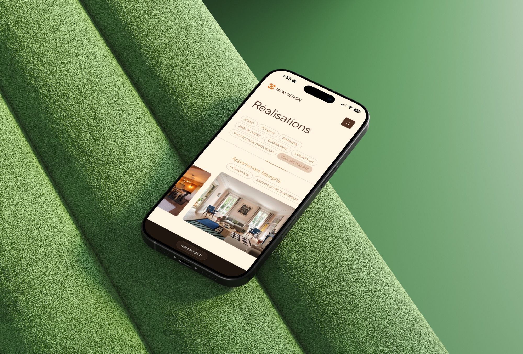 Site web de Mom design sur Mobile